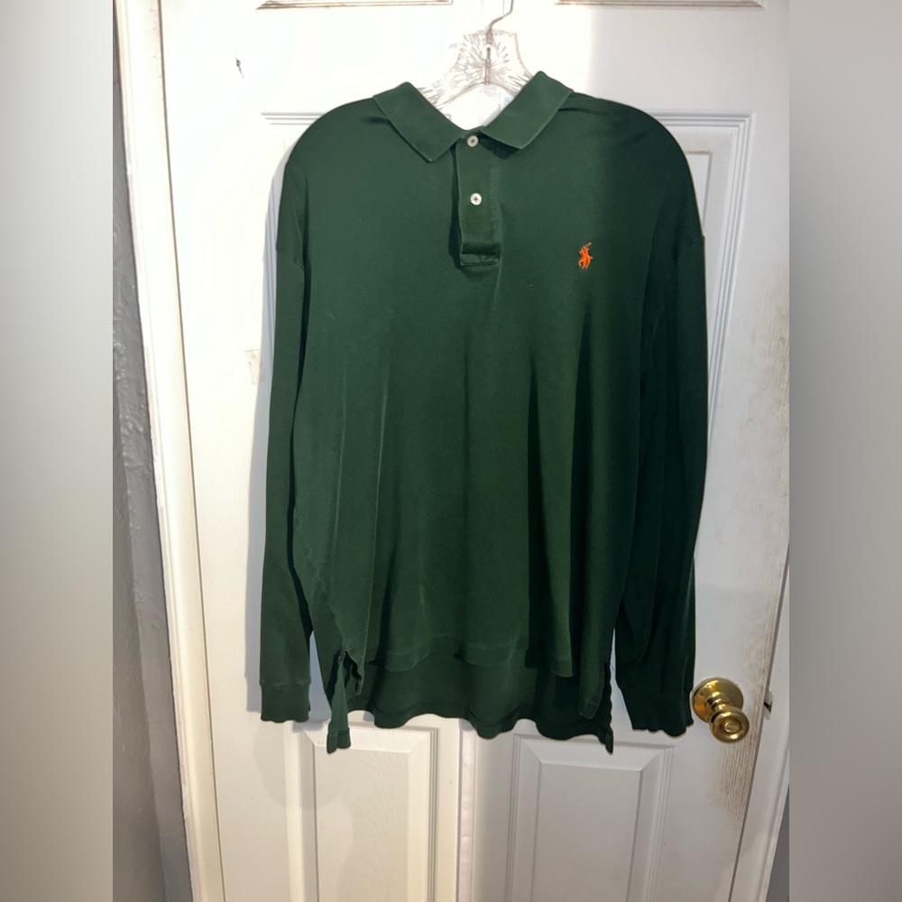 Men’s large long sleeve green polo from Polo by Ralph Lauren